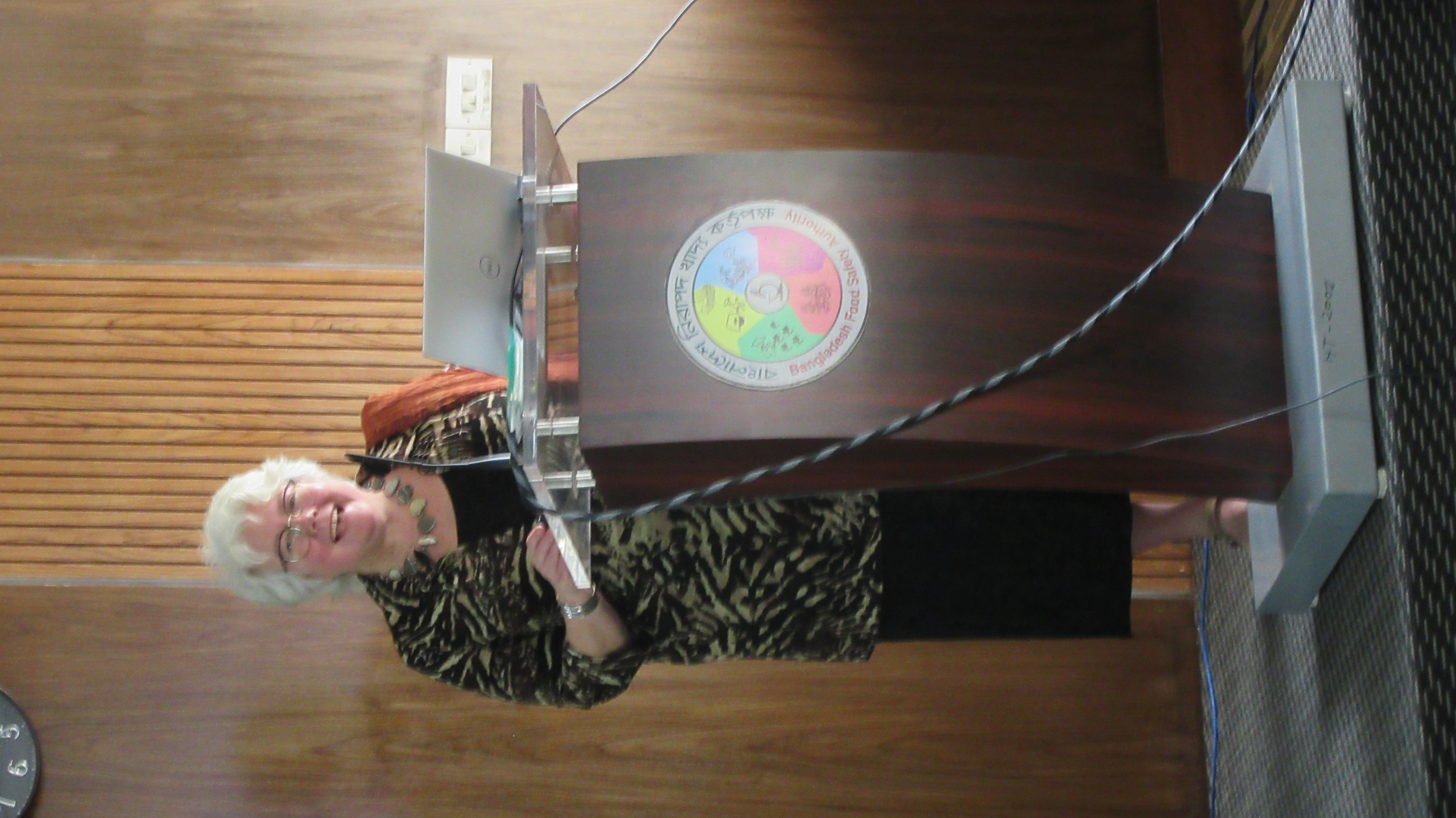 Dr. Clare Narrod lectures in Bangladesh.